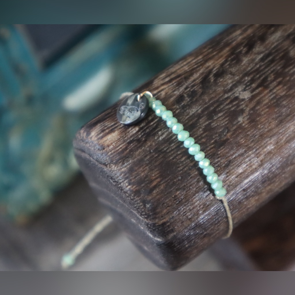 Mint Green Crystal Beaded Minimalist Bracelet 15$
